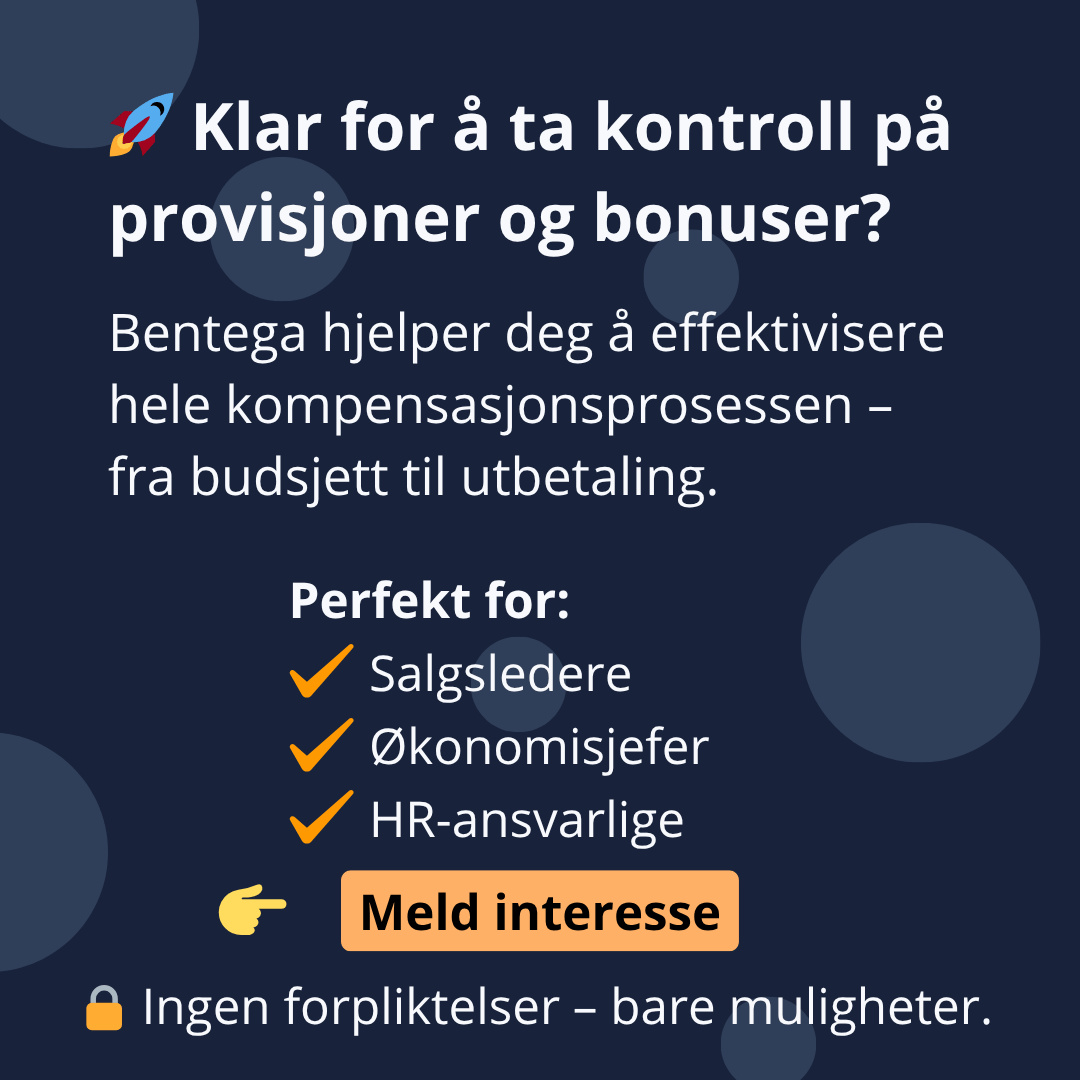 Provisjon og bonus enkel oppfølging